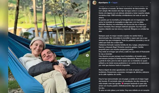 Mensaje de despedida de Paola Chiappina a su novio. Foto: Instagram. Mensaje de despedida de Paola Chiappina a su novio. Foto: Instagram.