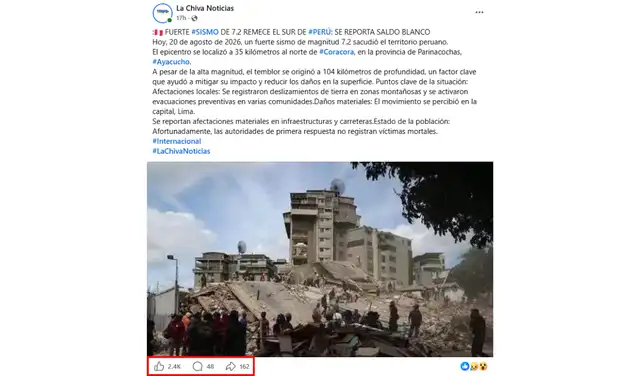 Uno de los posts con más alcance en Facebook. Foto: Facebook