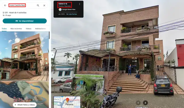 Hotel Castilla Real en Google Maps. Foto: Hotel Castilla Real