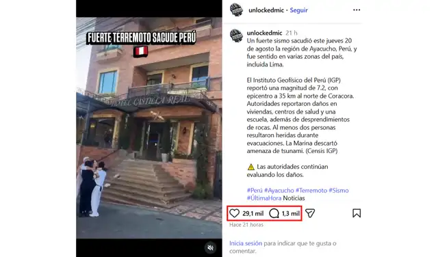 Uno de los posts con más alcance en redes sociales. Foto: Instagram