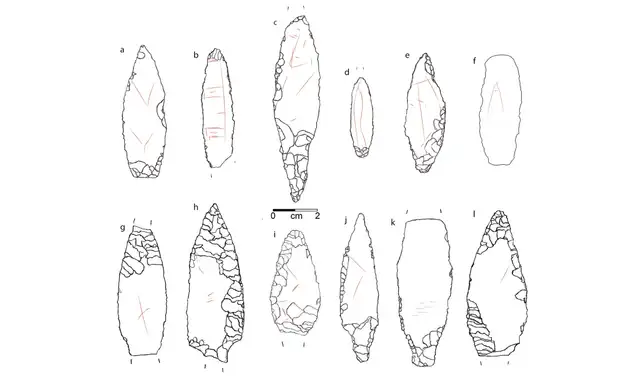 Las 12 puntas de flecha de obsidiana incisa conocidas de Tepecik-Çiftlik. Foto: Vinet y Guilbeau 2026 Las 12 puntas de flecha de obsidiana incisa conocidas de Tepecik-Çiftlik. Foto: Vinet y Guilbeau 2026
