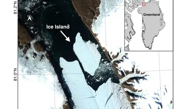Imágenes satelitales de la separación del iceberg. Foto: Adam Garbo