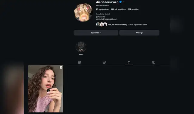 Curwen compartió el video de Carla Campos Salazar en todas sus redes sociales. Foto: Instagram.  
