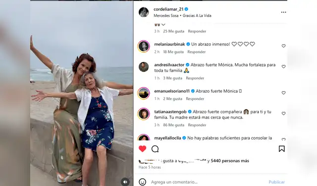 Mónica Sánchez anunció a través de redes sociales el fallecimiento de su madre Mónica Sánchez anunció a través de redes sociales el fallecimiento de su madre
