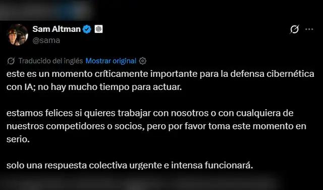 Ceo de Open AI publicó su descargo en X. Ceo de Open AI publicó su descargo en X.