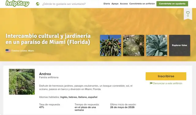 El trámite del voluntariado en Miami requiere gestionar un perfil activo en HelpStay y así enviar un escrito inicial mediante su mensajería interna. Foto: HelpStay El trámite del voluntariado en Miami requiere gestionar un perfil activo en HelpStay y así enviar un escrito inicial mediante su mensajería interna. Foto: HelpStay