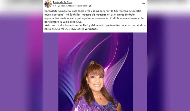 Lucía de la Cruz confirmó el fallecimiento de Edith Barr a los 90 años Lucía de la Cruz confirmó el fallecimiento de Edith Barr a los 90 años