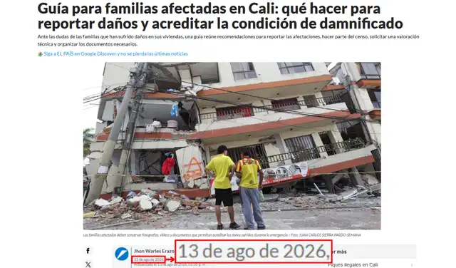 El País publicó una fotografía desde otro ángulo el 13 de agosto. Foto: El País (Web)