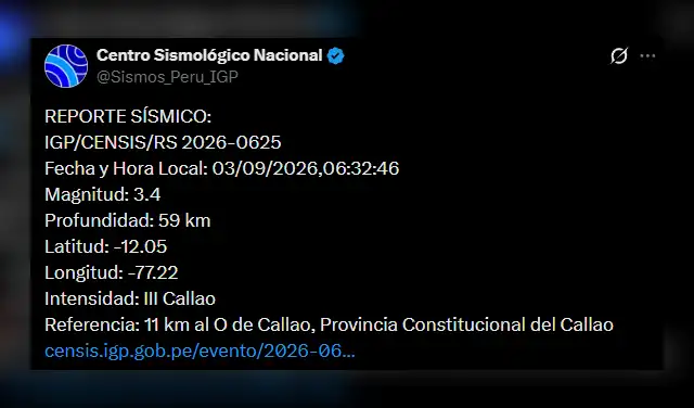 Temblor en Callao. Foto: IGP