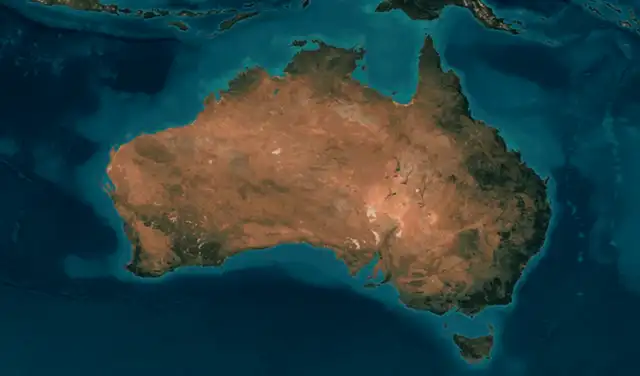 Vista completa de Australia en la región de Oceanía. Foto: NASA