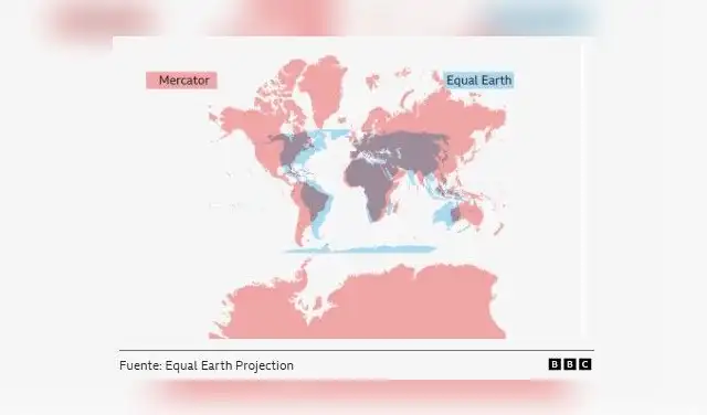 El mapamundi de Mercator vs el de Equal Earth. Foto: BBC El mapamundi de Mercator vs el de Equal Earth. Foto: BBC
