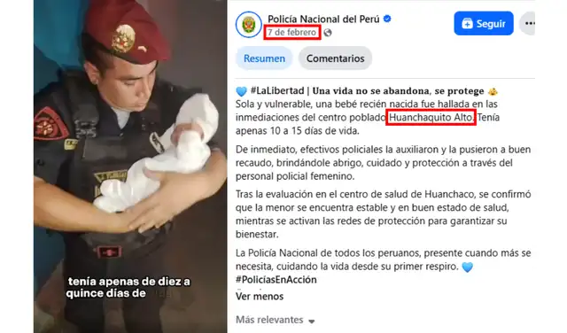 Reporte de la PNP en febrero. Foto: Facebook