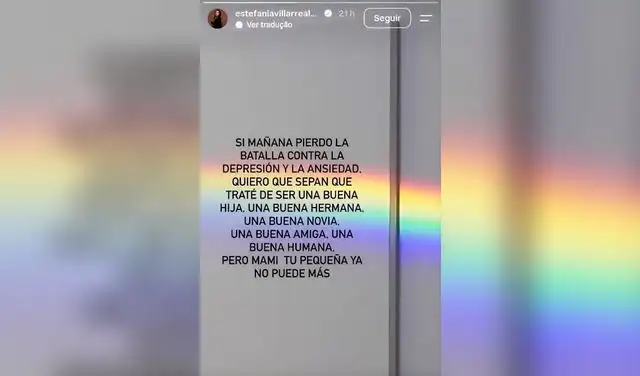 Mensaje de Estefanía Villareal sobre su lucha contra la depresión y la ansiedad Mensaje de Estefanía Villareal sobre su lucha contra la depresión y la ansiedad