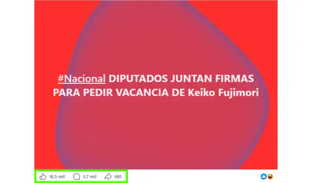 Alcance de la publicación. Foto: Facebook