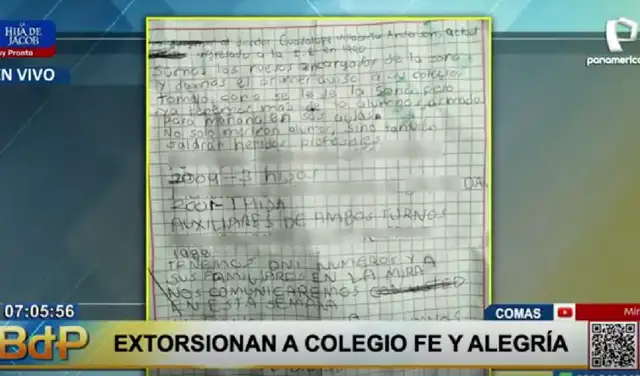 La intimidación está atribuida a un grupo criminal y menciona a docentes, auxiliares y familiares, generando preocupación entre padres y profesores por la seguridad en la institución.