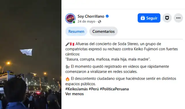 Video de donde se extrajo el audio. Foto: Facebook Video de donde se extrajo el audio. Foto: Facebook