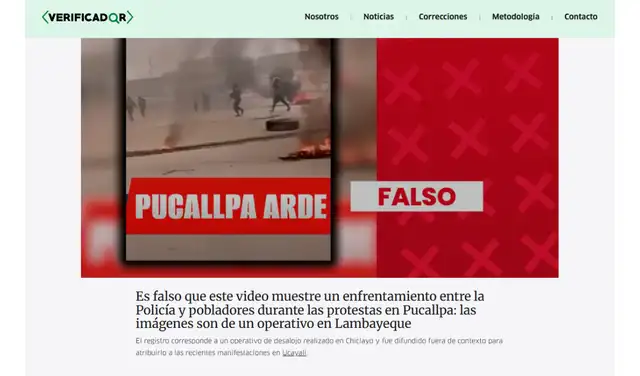 Nota de Verificador de La República. Foto: Verificador de La República