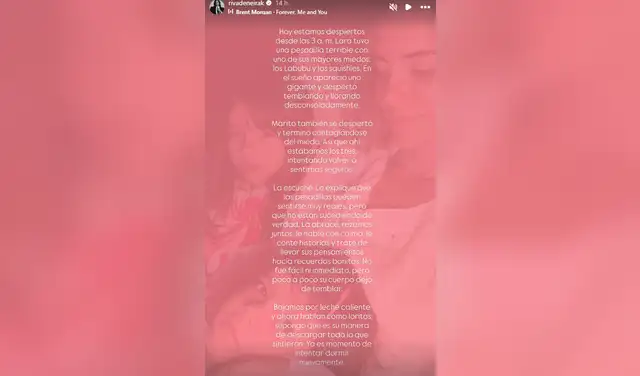 Publicación de Korina Rivadeneira sobre el dificil momento que vivió junto a sus hijos. Foto: Instagram.   