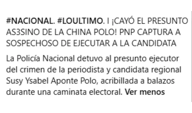 Descripción que acompaña al video. Foto: Facebook Descripción que acompaña al video. Foto: Facebook