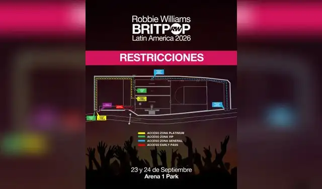 Concierto de Robbie Willimas en Perú 2026: mapa de accesos Concierto de Robbie Willimas en Perú 2026: mapa de accesos