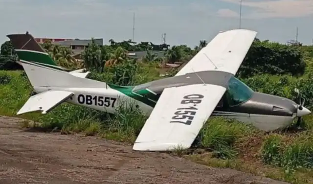 Así terminó la avioneta de matrícula OB1557 que se despistó en Yurimaguas.