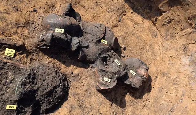 Vasijas y fragmentos de cerámica hallados durante la investigación arqueológica. Foto: Centro Arqueológico de Olomouc Vasijas y fragmentos de cerámica hallados durante la investigación arqueológica. Foto: Centro Arqueológico de Olomouc
