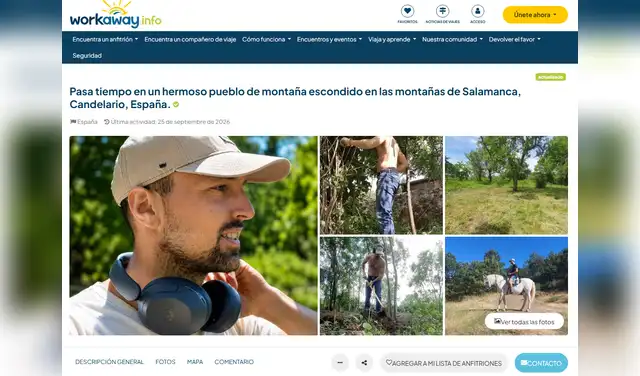 El anfitrión, Javier, destaca que no se requiere experiencia previa en jardinería ni dominio del español. Foto: Workaway