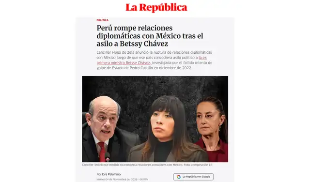 Nota de La República del 04 de noviembre de 2025. Foto: La República