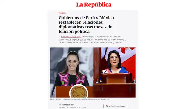 Nota de La República del 07 de agosto de 2026. Foto: La República