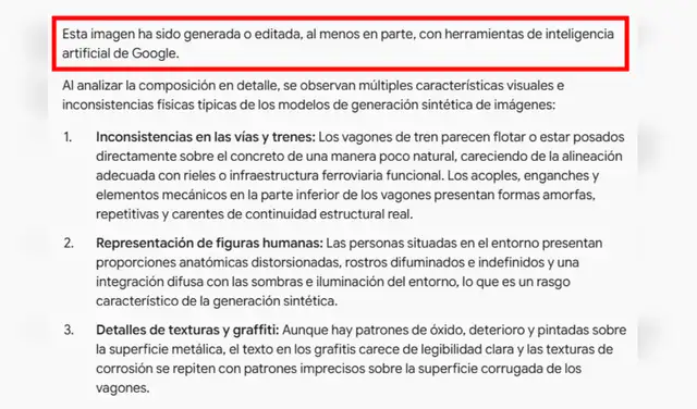 Análisis de la imagen viralizada con SynthID. Foto: SynthID Análisis de la imagen viralizada con SynthID. Foto: SynthID