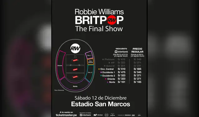 Precios del segundo concierto de Robbie Williams en Lima. Foto: Facebook. 