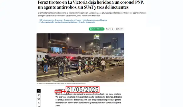 El Comercio presentó el hecho el 21 de mayo de 2025. Foto: El Comercio El Comercio presentó el hecho el 21 de mayo de 2025. Foto: El Comercio