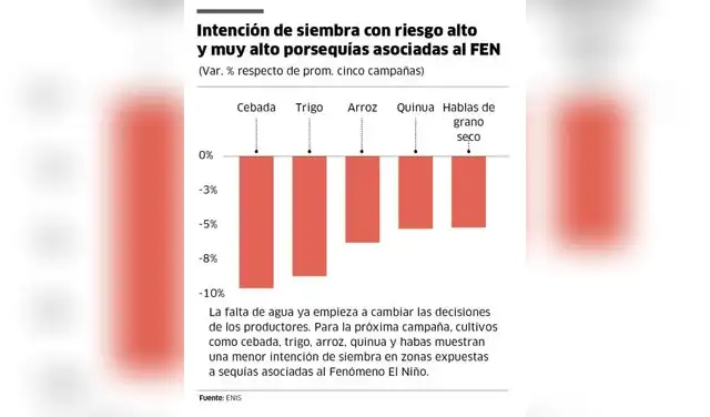 Intención de siembra con riesgo alto por sequías durante Fenómeno El Niño