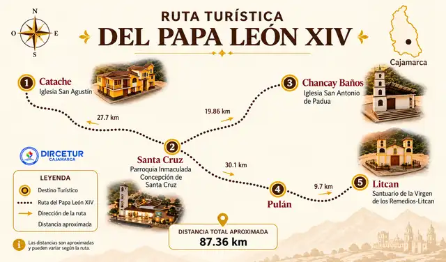 Ruta turística del papa León XIV en Cajamarca. Ruta turística del papa León XIV en Cajamarca.