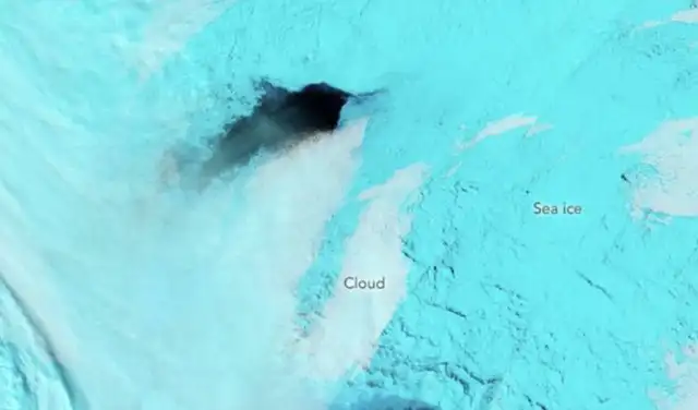 Una zona con poco hielo volvió a aparecer en la Antártida. Foto: NASA Una zona con poco hielo volvió a aparecer en la Antártida. Foto: NASA