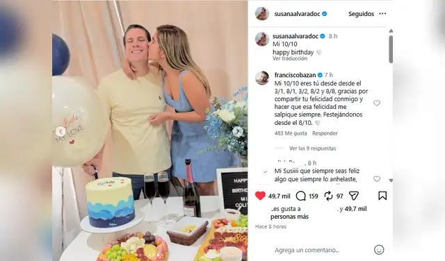 Susana Alvarado sorprendió a Paco Bazán en su cumpleaños