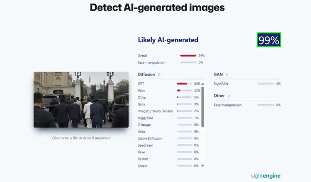 Análisis de la imagen #1 con Sightengine. Foto: Sightengine Análisis de la imagen #1 con Sightengine. Foto: Sightengine
