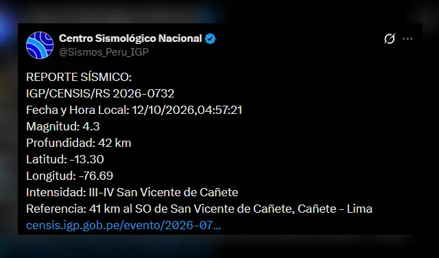 Temblor en Lima. Foto: IGP Temblor en Lima. Foto: IGP