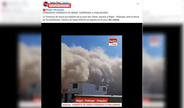 El mismo video fue publicado en 2025 (2/2). Foto: Facebook El mismo video fue publicado en 2025 (2/2). Foto: Facebook