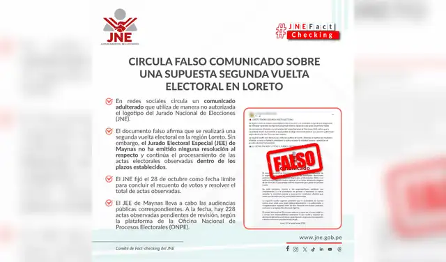 Postura del JNE ante la difusión del comunicado falso. Foto: JNE Postura del JNE ante la difusión del comunicado falso. Foto: JNE
