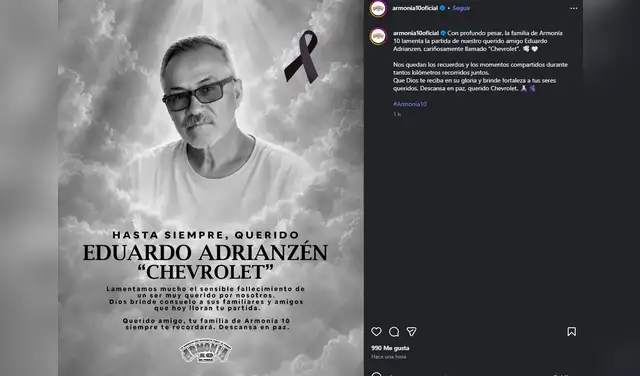 Eduardo Adrianzén formaba parte del equipo técnico de Armonía 10. Foto: Instagram.  