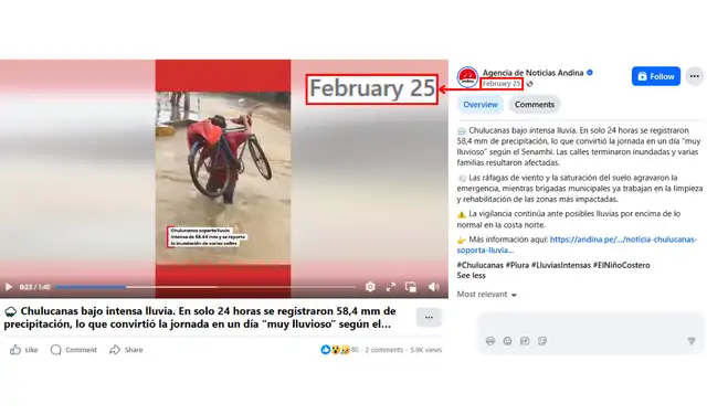 Andina compartió el video en su página de Facebook en febrero. Foto: Andina Andina compartió el video en su página de Facebook en febrero. Foto: Andina