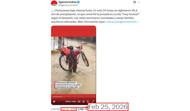 Andina compartió el video en su cuenta de X en febrero. Foto: Andina Andina compartió el video en su cuenta de X en febrero. Foto: Andina