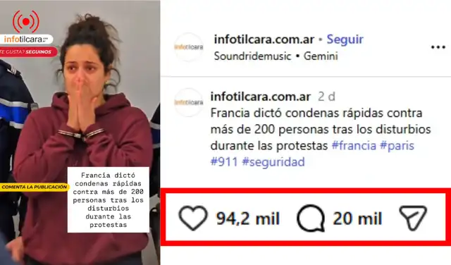 Viralidad del post. Foto: Instagram Viralidad del post. Foto: Instagram