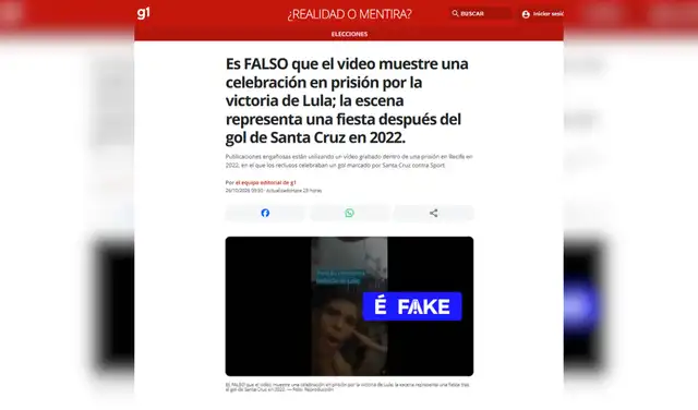 Nota de verificación de Globo. Foto: Globo Nota de verificación de Globo. Foto: Globo