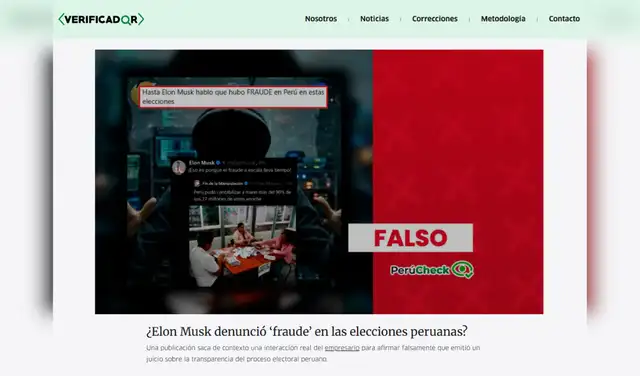 Nota de Verificador de La República. Foto: Verificador de La República