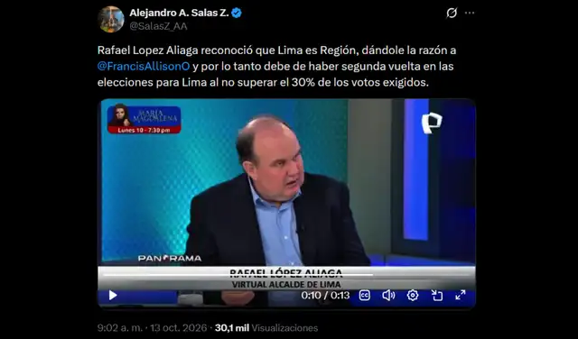 Tuit de Alejandro Salas. Foto: X
