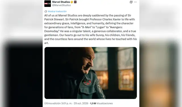 Marvel Studios se despide de Patrick Stewart