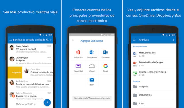 Interfaz de Microsoft Outlook para Android. (Foto: Play Store)