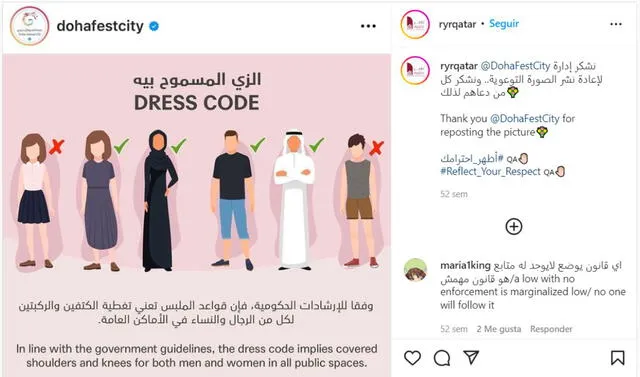 Qatar cuenta con un estricto código de vestimenta para locales y extranjeros.